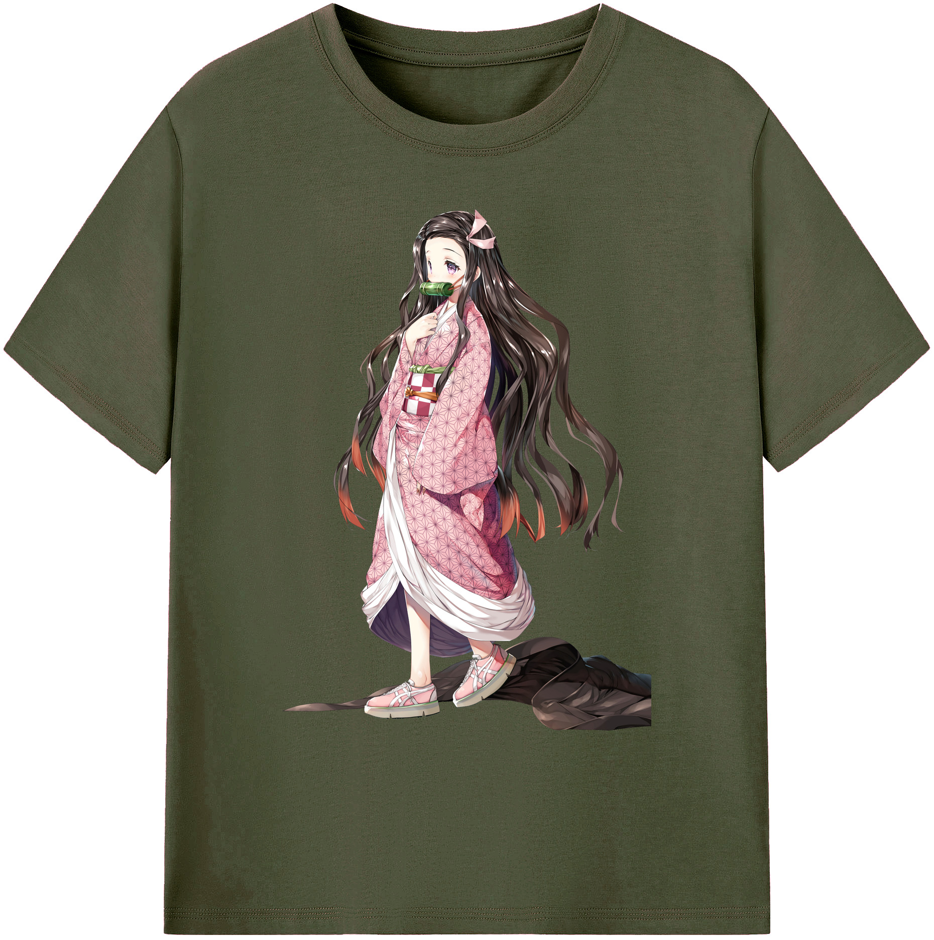 （画像用） 鬼滅の刃（きめつのやいば）竈門 禰󠄀豆子／かまど ねずこ Kamado Nezuko 綿100％ メンズ半袖Tシャツ｜肌触りやわらか＆通気性